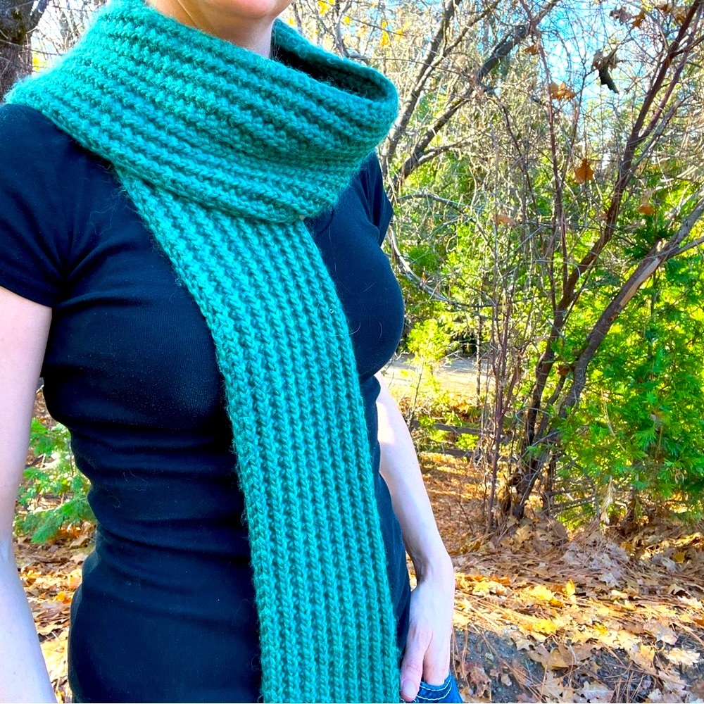 Hand Knit Merino Wool Scarf